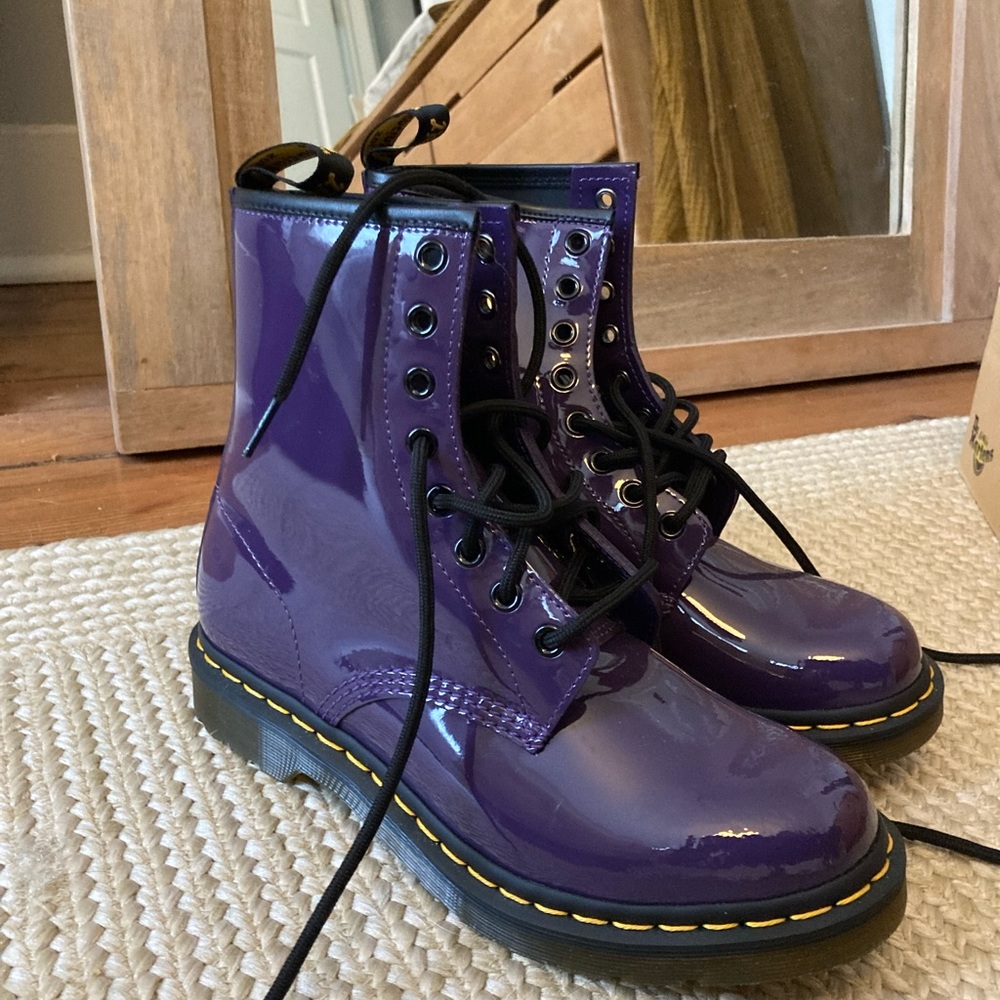 NWT Purple Patent Leather Dr Martens. US 8